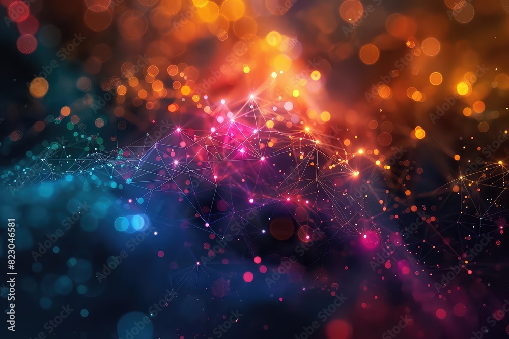 Abstract data visualization, interconnected nodes, vibrant colors, digital network, high resolution, modern design, Abstract data visualization, interconnected nodes, vibrant colors, digital network, high resolution, modern design,
