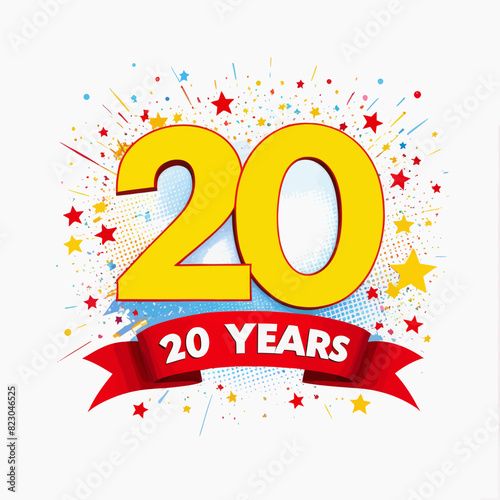 a 20th birthday card with the number twenty and stars