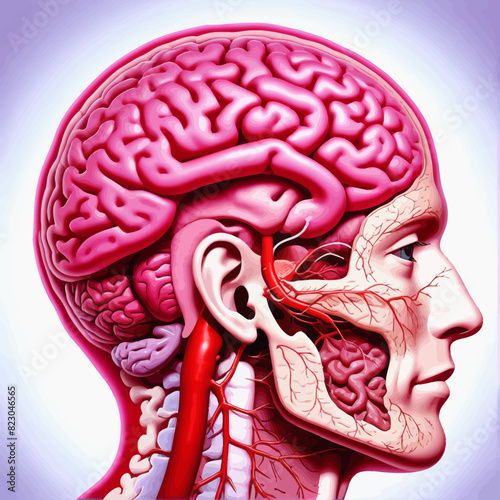 a drawing of the human head and brain