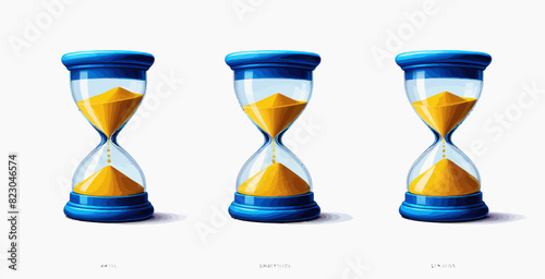 three hourglasses with sand running through them