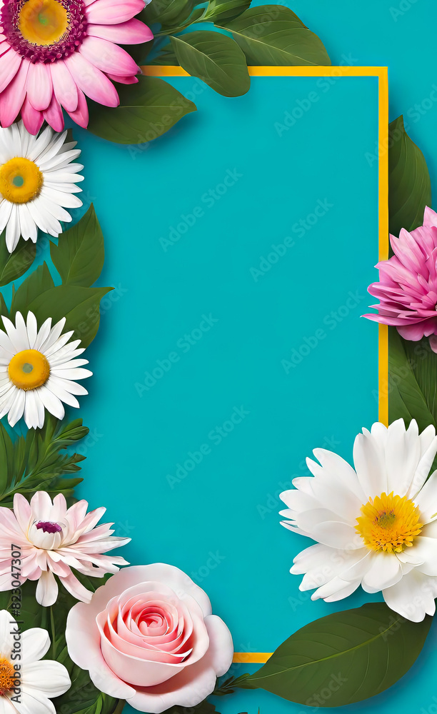 modern floral insta template, empty gradient with bokeh, empty copy space for printing, banner template for advertising and congratulations,