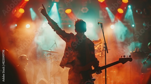 Musician Performing on Stage: On stage, a musician entertains the crowd, engaging with the audience and delivering a high-energy performance
