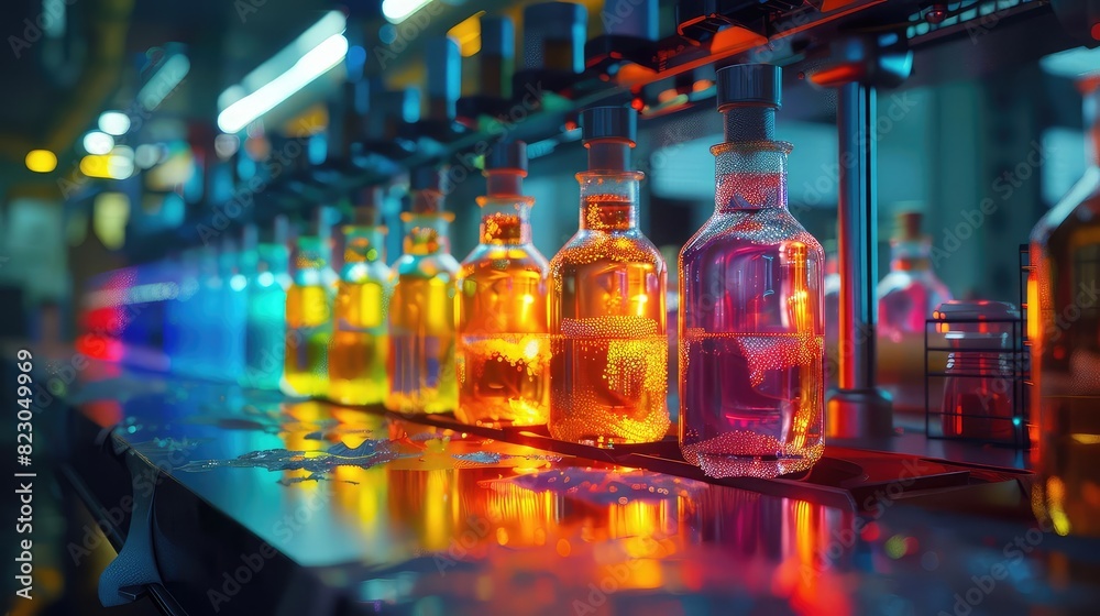 Biodegradable packaging materials, futuristic lab, vibrant colors, hightech design, photorealistic, Biodegradable packaging materials, futuristic lab, vibrant colors, hightech design, photorealistic,