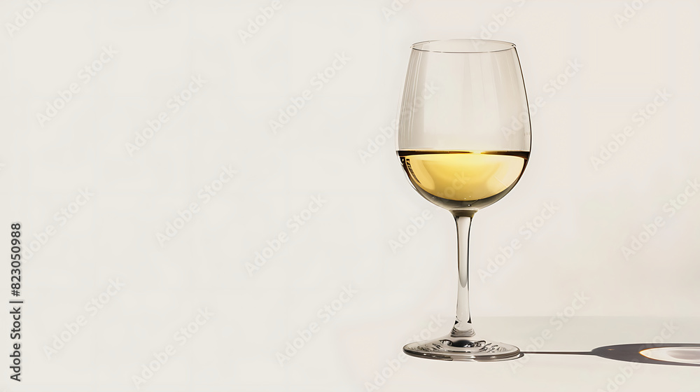 A white wine glass isolated on white background with some shadows. Generative AI illustration A white wine glass isolated on white background with some shadows. Generative AI illustration