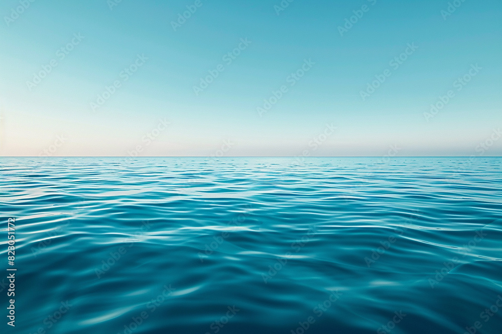 custom made wallpaper toronto digitalReflection of the horizon on a calm, glassy sea selective focus, ocean tranquility, vibrant, blend mode, clear sky