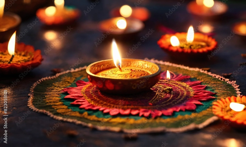 Clay diya lamps lit during diwali celebration, Diwali, or Deepavali, is India's biggest and most important holiday. Clay diya lamps lit during diwali celebration, Diwali, or Deepavali, is India's biggest and most important holiday.