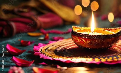 Clay diya lamps lit during diwali celebration, Diwali, or Deepavali, is India's biggest and most important holiday.