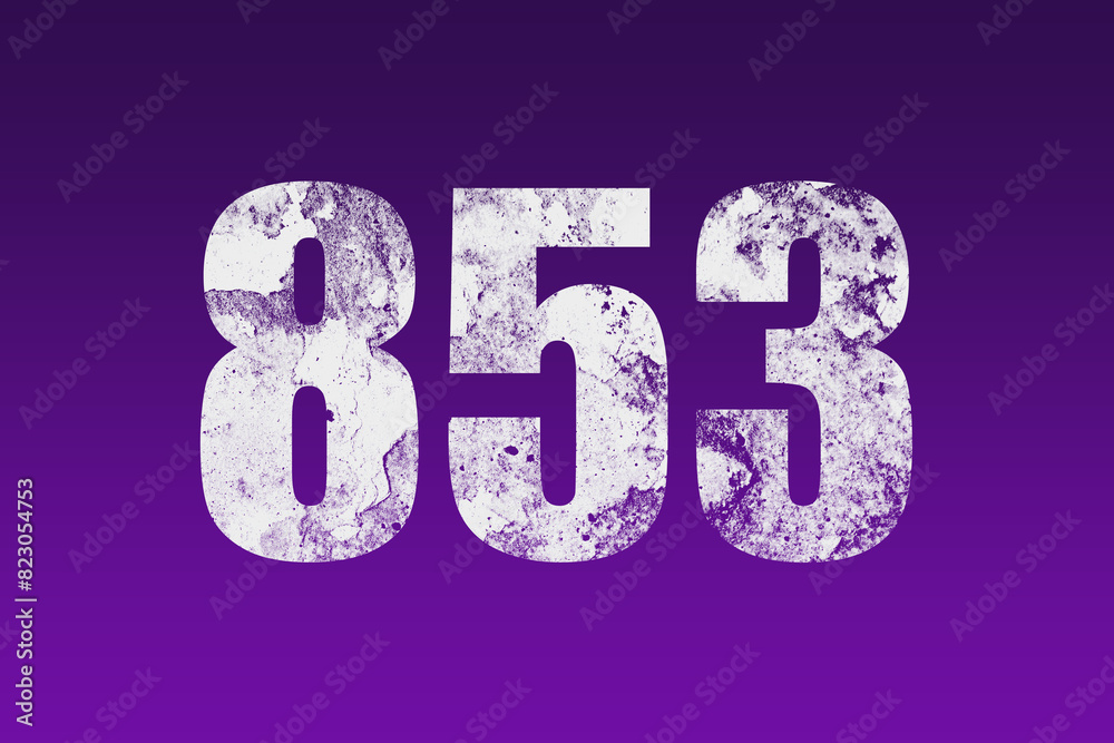flat white grunge number of 853 on purple background. flat white grunge number of 853 on purple background.