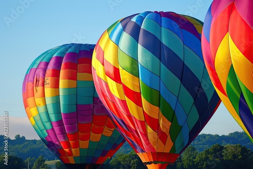 Rainbow-hued hot air balloons photo