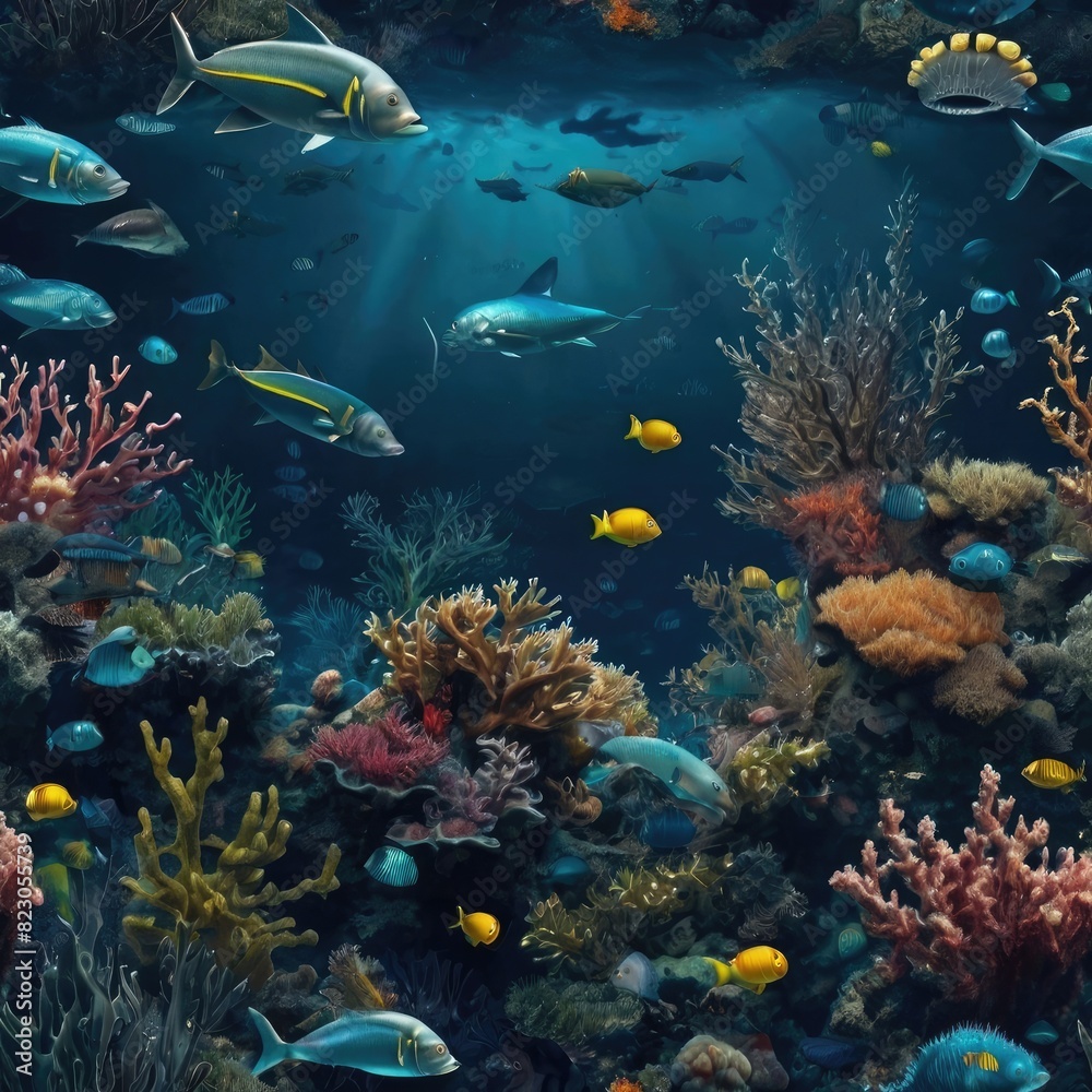 Fototapeta premium Images of the underwater world of the creatures that live in the oceans.