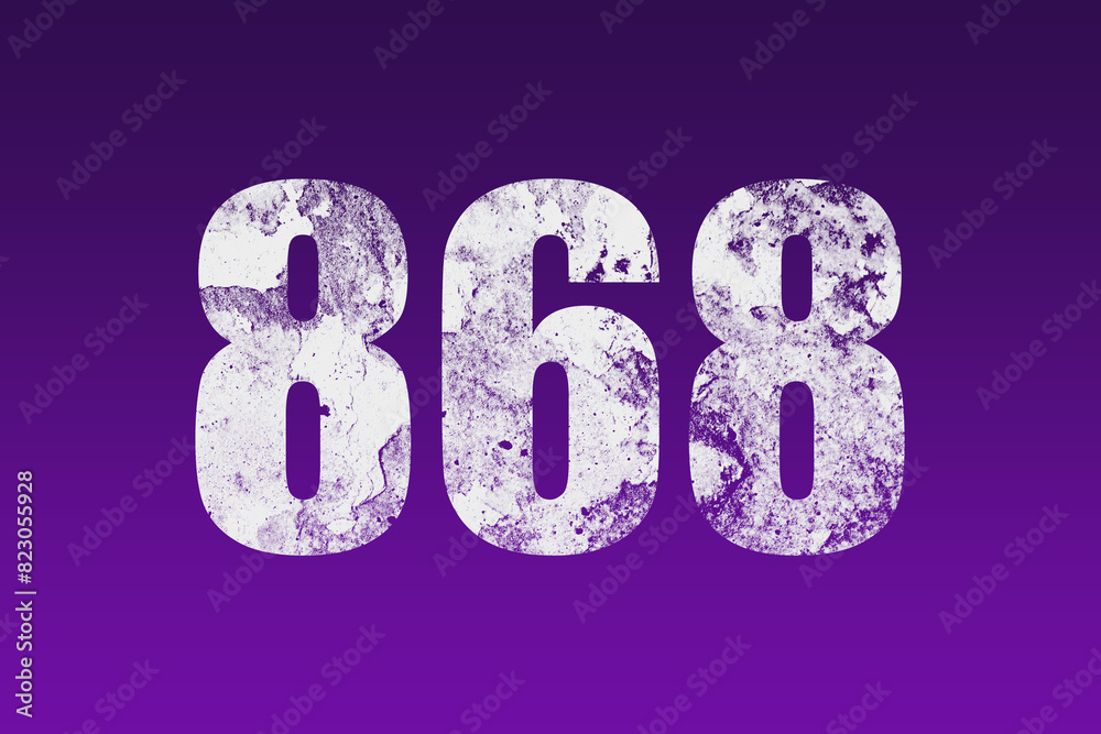 flat white grunge number of 868 on purple background. flat white grunge number of 868 on purple background.