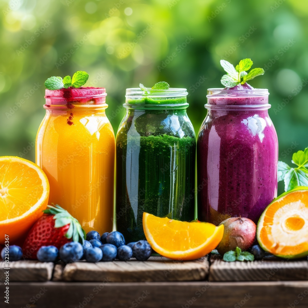Table With Mason Jars Filled With Fruit and Vegetables Table With Mason Jars Filled With Fruit and Vegetables