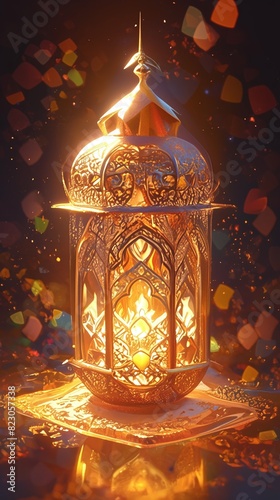 portrait of an Islamic lantern background, for the background of Eid al-Adha or Eid al-Fitr © Helfin