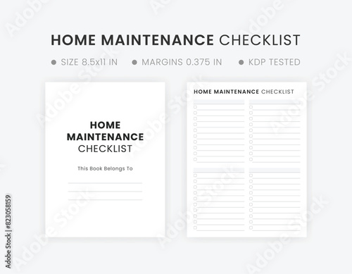Home Maintenance Checklist Printable, Home Repair Log Template, Chore List, Household Management Notebook