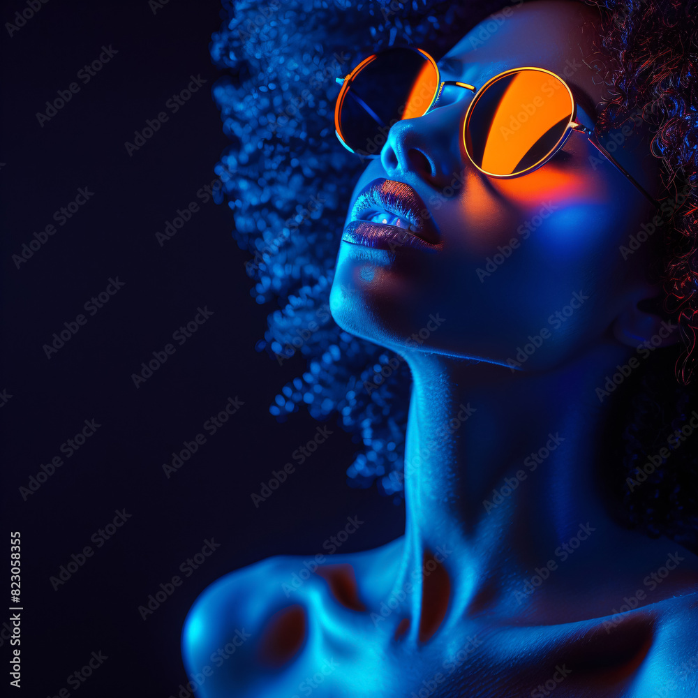 beautiful and modern black woman with afro hair and sunglasses beautiful and modern black woman with afro hair and sunglasses