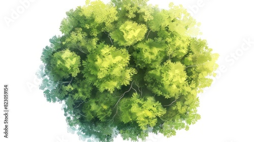 tree flat design top view nature cartoon drawing colored pastel