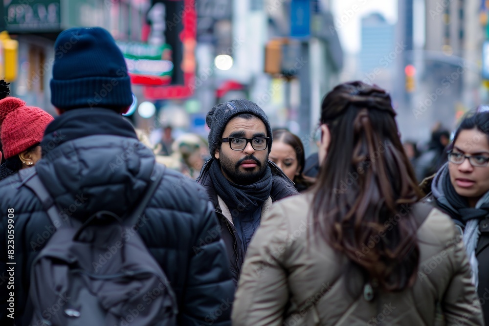 Crowds of people walking in Times Square in New York City Crowds of people walking in Times Square in New York City