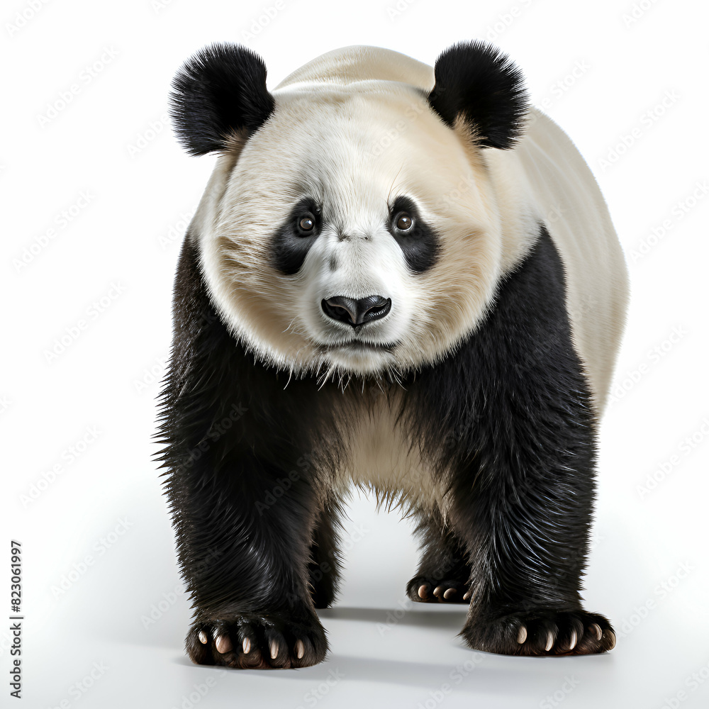 Panda in front of a white background (3D rendering) Panda in front of a white background (3D rendering)