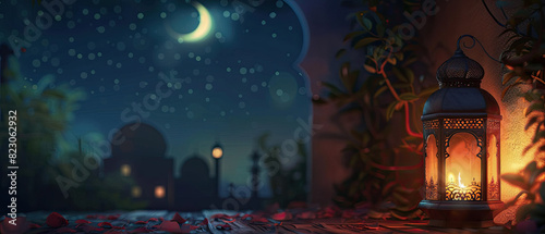 illustration of Ramadan, very good, made by a smart designer, very beautiful to look at, 3d rendering, realistic, good colors, Generate AI