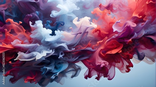 Stunning smoke and fog with striking hues of purple, blue, and red. vivid and powerful abstract wall covering or background. photo
