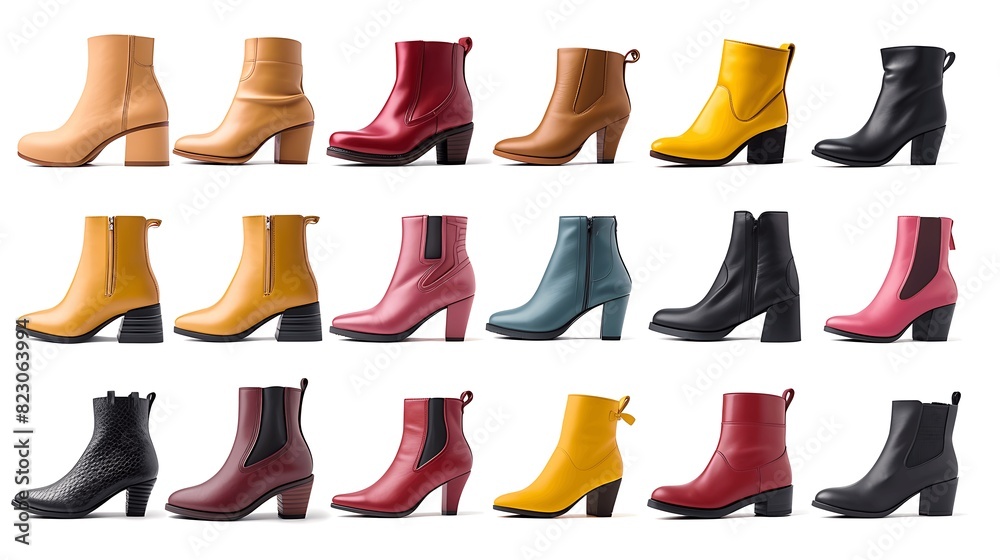 women ladies short boots collection Set of different styles and colors. Generative AI women ladies short boots collection Set of different styles and colors. Generative AI
