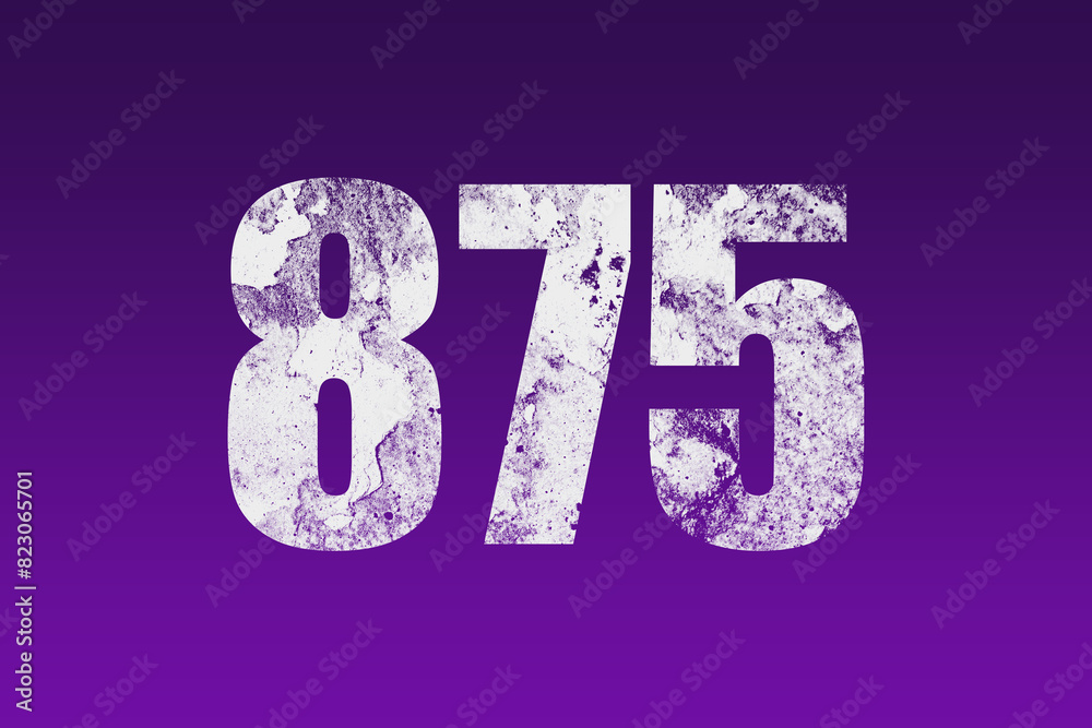 flat white grunge number of 875 on purple background. flat white grunge number of 875 on purple background.