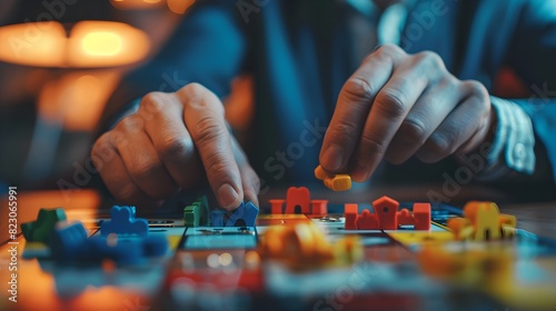 business man playing monopolygame 