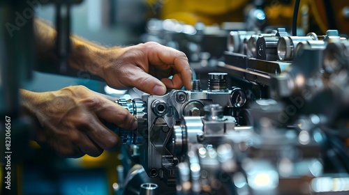 A close-up of a worker's hand adjusting machinery on the factory floor, illustrating lean manufacturing principles in action