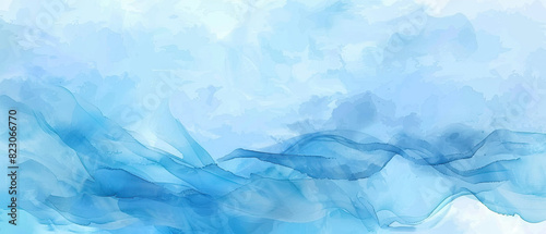 illustrator background wave  full frame  watercolor blue   palette pastel color widescreen  Generate AI