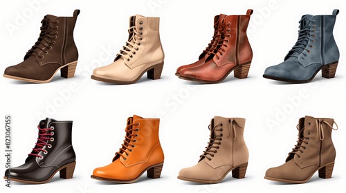 ladies short boots collection Set. Generative AI