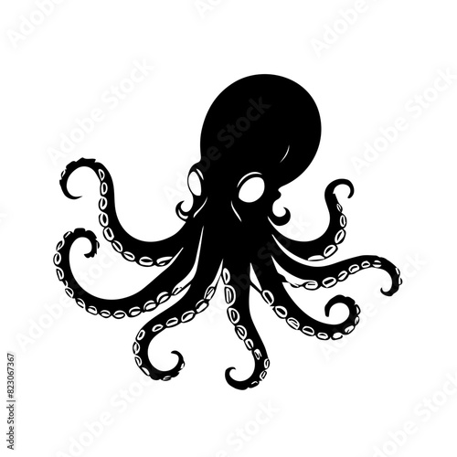 Octopus head vector design logo 