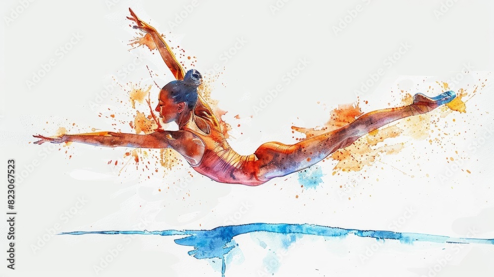 Artistic gymnast captured midperformance, isolated on a white background Copy space, symbolizing grace and dedication in Olympic gymnastics Artistic gymnast captured midperformance, isolated on a white background Copy space, symbolizing grace and dedication in Olympic gymnastics