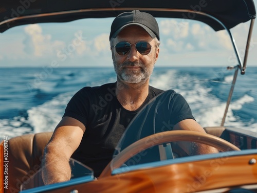 A man piloting a speedboat