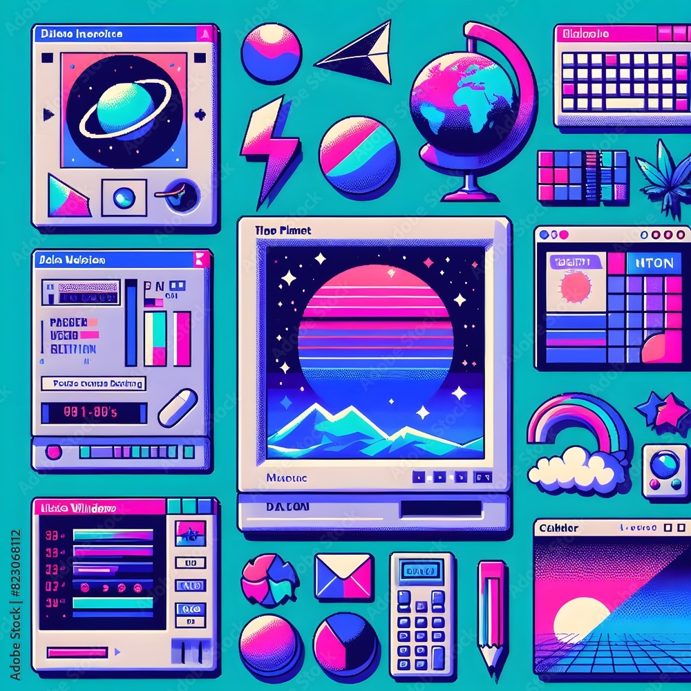 old computer aesthetics Steam style pc elements, user interface, UI ...