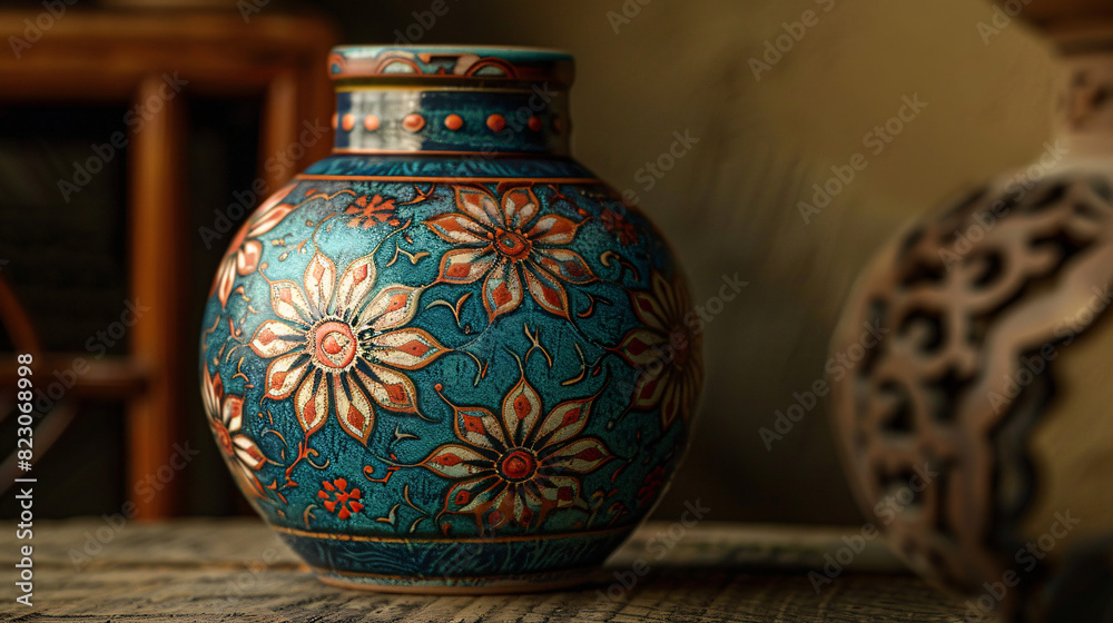 Blue ceramic vase with floral pattern. Beautiful blue ceramic vase with intricate floral pattern, perfect for home decor or as a gift. Blue ceramic vase with floral pattern. Beautiful blue ceramic vase with intricate floral pattern, perfect for home decor or as a gift.