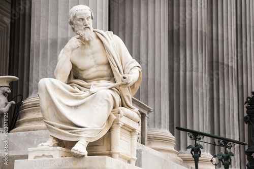 The statue of Herodotus adorn the Austrian parliament in Vienna, Austria	