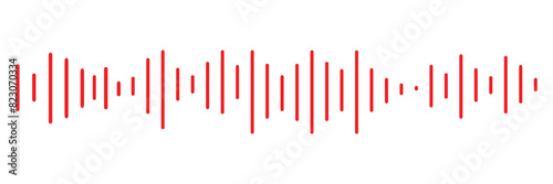 Pixel stereo waveform. Audio music sound wave. Audio spectrum. Equalizer, vibration, soundwave, voice on white background.