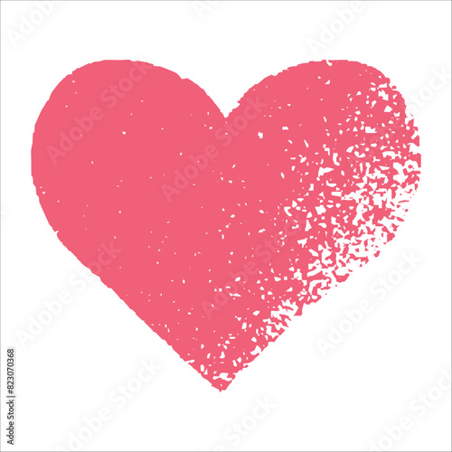 Grunge pink heart shape isolated on white background. Heart shape, love symbol
