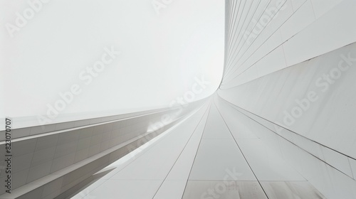 Minimalist architecture modernism concrete building symmetrical shapes web banner copy space.