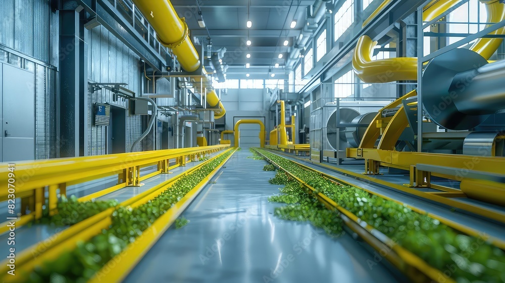 Recycling plant with automated systems, vibrant colors, advanced technology, photorealistic, Recycling plant with automated systems, vibrant colors, advanced technology, photorealistic,