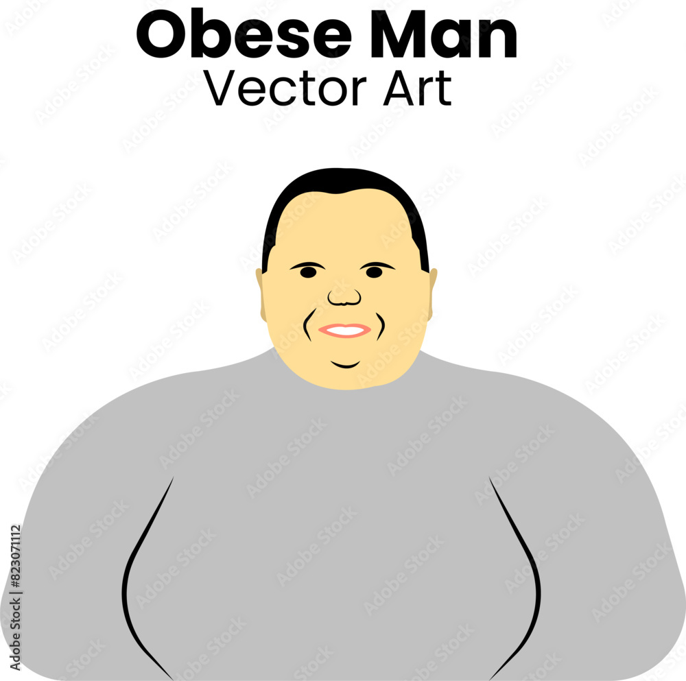 Obese man with smiling face vector art illustration Obese man with smiling face vector art illustration