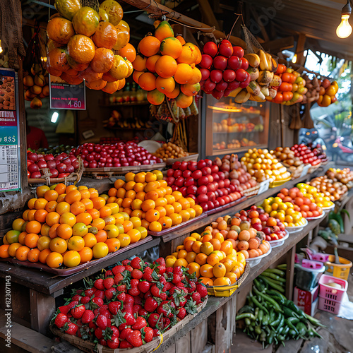 Lively Local Marketplace Filled with Colorful Vendors and Delicious Foods