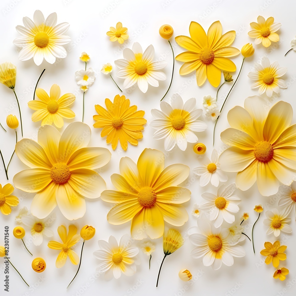 Fototapeta premium Yellow flowers isolated on a white background