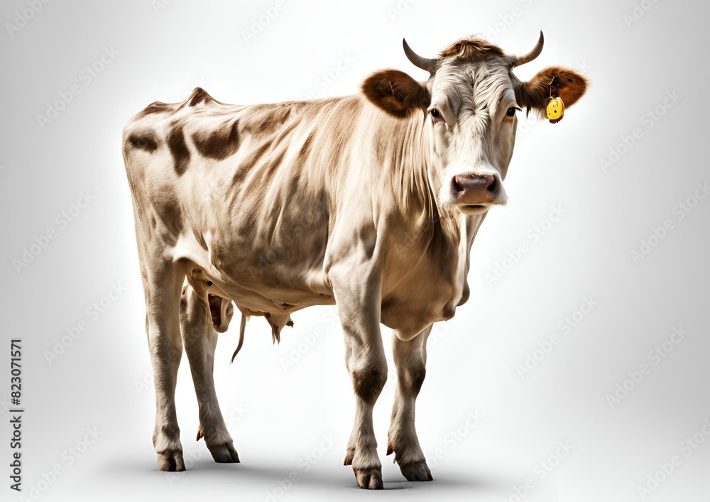 Indian Gir cow against a white background, ready to use.