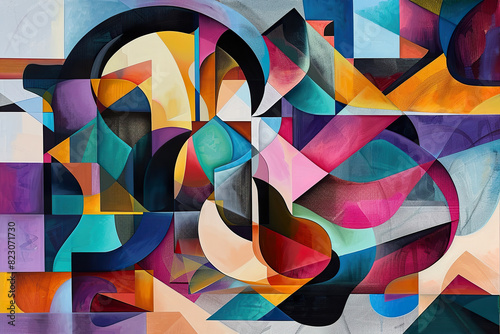 Geometric Abstract Art with Vibrant Colors