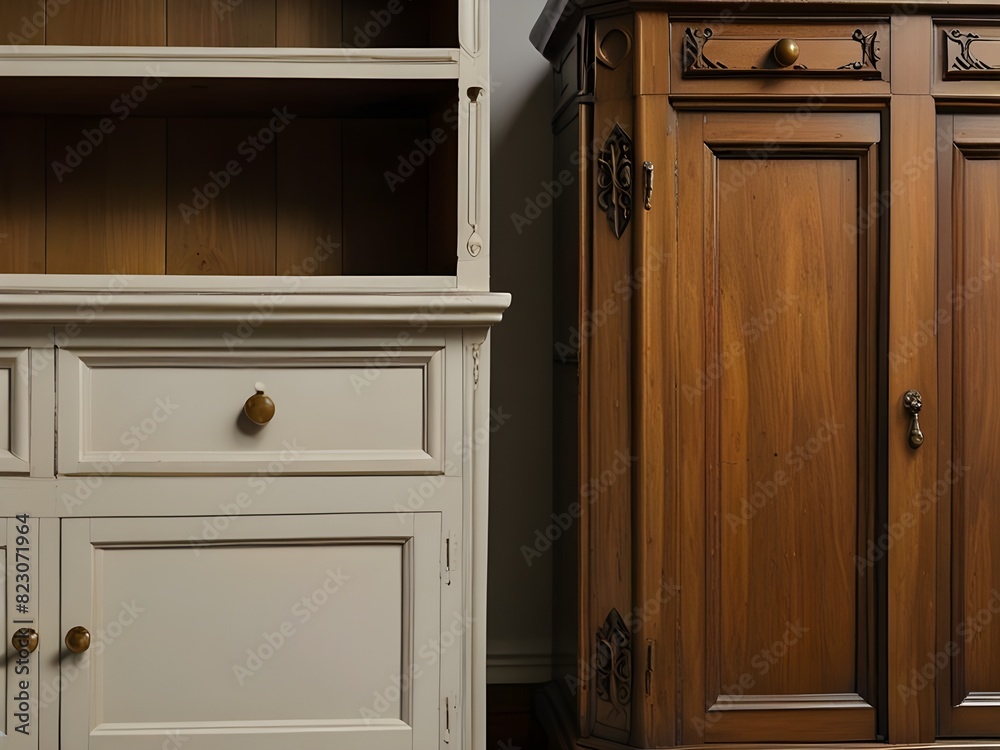 court cupboard with white background