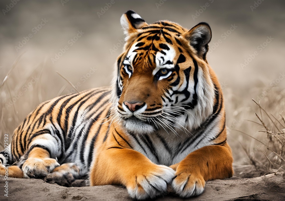 Royal tiger (Panthera tigris corbetti) isolated on a white background with clipping path included. The tiger is staring at its prey, embodying the hunter concept. Royal tiger (Panthera tigris corbetti) isolated on a white background with clipping path included. The tiger is staring at its prey, embodying the hunter concept.