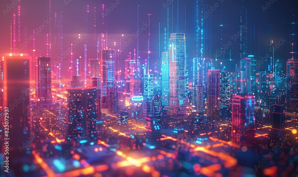 Urban cityscape with 5G towers, glowing data streams, vibrant colors, futuristic design, high resolution, Urban cityscape with 5G towers, glowing data streams, vibrant colors, futuristic design, high resolution,
