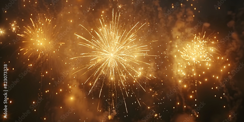 Fototapeta premium A breathtaking golden fireworks display symbolizing prosperity and joy for the new year