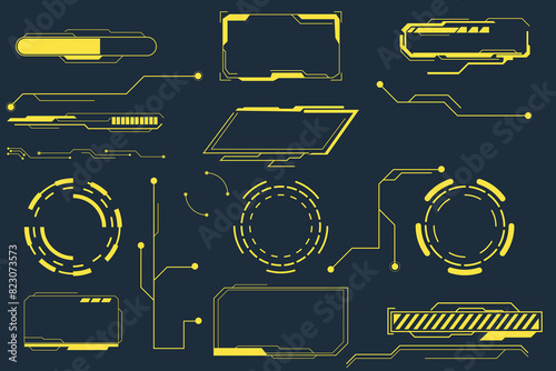 futuristic digital technology frame, modern style shape for technology elements. vector collection